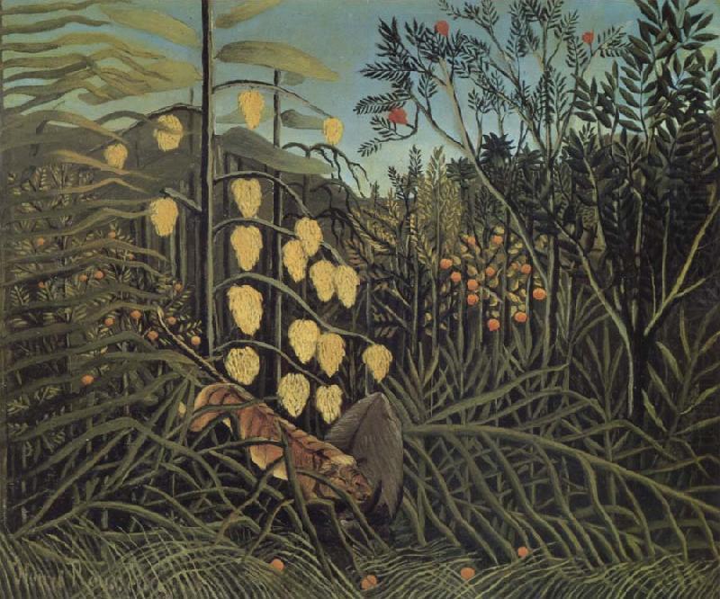 In a Tropical Forest.Struggle between Tiger and Bull, Henri Rousseau